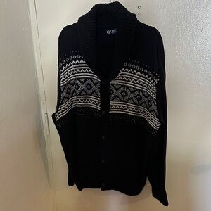 Chaps Black and White Cardigan Sweater. Preppy, Coastal, Academia